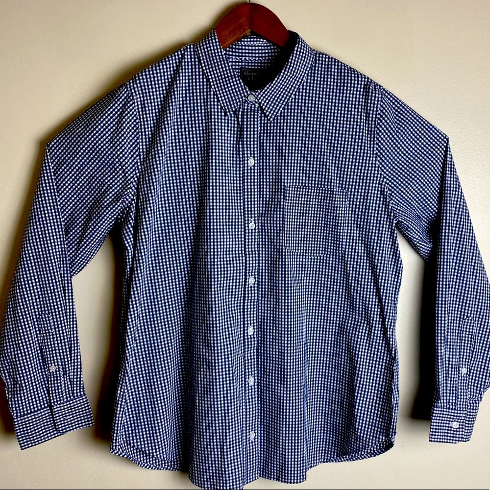 NWT Men’s A&F Button Down Plaid Shirt Blue XL 5011